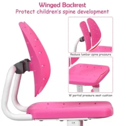 Costway Adjustable Children Study Desk Chair Set W/Winged Backrest Pink -Children's Home GUEST cb3dfd3a b97d 4984 b549 e5e61c7393d5