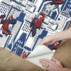Spider-Man Cityscape Peel And Stick Wallpaper Red/Blue/Gray - RoomMates -Children's Home GUEST ce53577d 8e5e 435a a38a f80fe6a10e0b