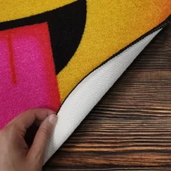 Deerlux Emoji Style Round Funny Smiley Face Kids Area Rug, Crazy Emoji Rug, 24'' X 24'' -Children's Home GUEST cf5bb586 8371 48c1 b88e 3b208de2b52b