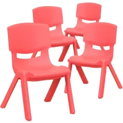 Emma And Oliver 4 Pack Plastic Stackable Pre-K/School Chairs With 10.5"H Seat -Children's Home GUEST d293547e fd56 4c08 9fa7 67ea22241612