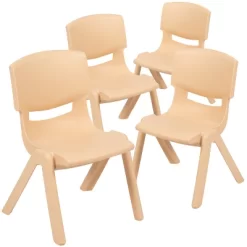Emma And Oliver 4 Pack Plastic Stackable Pre-K/School Chairs With 10.5"H Seat -Children's Home GUEST d2c01ef5 7e63 4347 9e8b ea63271d896c