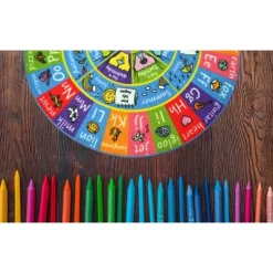 KC Cubs ABC Alphabet, Seasons, Months Days Of Week Educational Learning & Game Round Circle Rug For Kids And Children Bedrooms Playroom -Children's Home GUEST d7aa810d f67a 4fe3 baba 3c070b1ebd4e