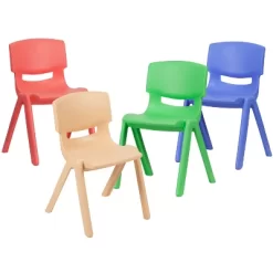 Emma And Oliver 4 Pack Plastic Stackable K-2 School Chair With 13.25"H Seat -Children's Home GUEST d92f50fc e6a6 4d3f a313 4a7a9487e8c0