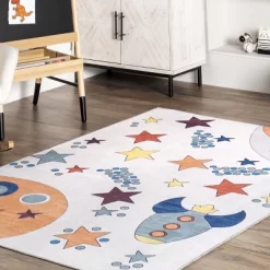 NuLOOM Leonie Outer Space Machine Washable Kids Area Rug -Children's Home GUEST da4aaa6f b164 4e9f a7e5 8b2727167618