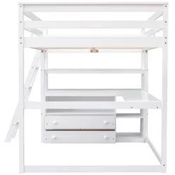 Full Size Loft Bed With Desk, Shelf And Two Built-in Drawers - ModernLuxe 19 Full Size Loft Bed With Desk, Shelf And Two Built-in Drawers - ModernLuxe -Children's Home GUEST db7f5a6a ff6b 466e bbbd 49e11e8e34e9