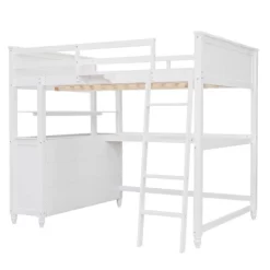 Full Size Wooden Loft Bed With Drawers, Shelves And Desk - ModernLuxe -Children's Home GUEST ddbd3170 b0f7 49e4 88df 224a24816127