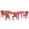 Emma And Oliver 35"W X 65"L Half-Moon Plastic Height Adjustable Activity Table Set With 4 Chairs -Children's Home GUEST e52fa7ce 9a48 4065 b0c5 72d442c061f1