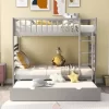 Twin Over Twin Wood Bunk Bed With Safety Rail And Movable Trundle-ModernLuxe
