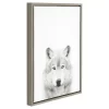 Wolf Framed Canvas Art Gray (24"x18") - Uniek