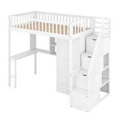 Twin Size Loft Bed With Shelf, Drawers, Desk And Wardrobe - ModernLuxe -Children's Home GUEST ec2910ad 9385 4b67 b1d4 29a9a2cb1df5