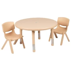 Flash Furniture 33" Round Plastic Height Adjustable Activity Table Set With 2 Chairs -Children's Home GUEST f0585844 7f3c 489b a343 8c77ded8eae9