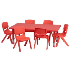Emma And Oliver 24"W X 48"L Rectangular Plastic Height Adjustable Activity Table Set With 6 Chairs 21 Emma And Oliver 24"W X 48"L Rectangular Plastic Height Adjustable Activity Table Set With 6 Chairs -Children's Home GUEST f08b2baa 3508 46fb ab68 84577b42adf0