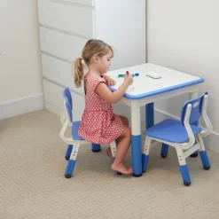 ECR4Kids Square Resin Dry-Erase Adjustable Activity Table With 2 Chairs (3-Piece Set) -Children's Home GUEST f15d8796 b855 443d a333 59a0e207c4c6