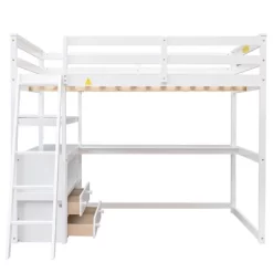 Full Size Loft Bed With Desk, Shelf And Two Built-in Drawers - ModernLuxe 17 Full Size Loft Bed With Desk, Shelf And Two Built-in Drawers - ModernLuxe -Children's Home GUEST f162aca7 0cd4 4e45 bd28 73850a8743e3