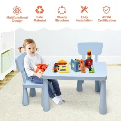 Costway Kids Table & 2 Chairs Set Toddler Activity Play Dining Study Desk Baby Gift -Children's Home GUEST f36572e9 f219 40a2 b4ae 6a472eb3c7d9