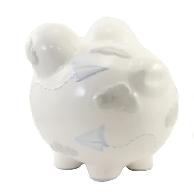 Bank Paper Airplane Piggy Bank - One Bank 7.75 Inches - Money Savings - 36906. - Ceramic - White 4 Bank Paper Airplane Piggy Bank - One Bank 7.75 Inches - Money Savings - 36906. - Ceramic - White - Image 2