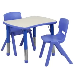 Emma And Oliver 21.875"W X 26.625"L Rectangular Plastic Height Adjustable Activity Table Set With 2 Chairs -Children's Home GUEST f5c56560 2622 4040 bc8e 7ce9828ad495