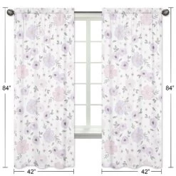 2pc Sweet Jojo Designs Watercolor Floral Window Panels Lavender/Gray -Children's Home GUEST f726ad7e 30ac 4617 b23c f09044c8c54b