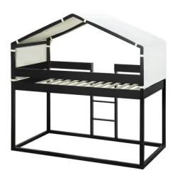 Wood Twin Over Twin Bunk Bed With Tent-ModernLuxe -Children's Home GUEST f88592fe 12ce 48cb bd9d d11849190223