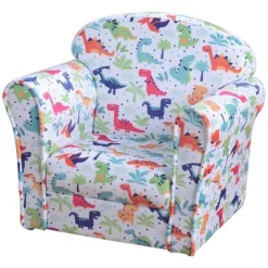 Qaba Kid's Sofa Chair With Dinosaur Design And Thick Padding, Flannel-Covered Toddler Armchair For Bedroom, Playroom -Children's Home GUEST fa080181 62b6 4121 a01c 29a75601f9c0