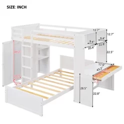 Loft Bed With Stand-Alone Bed, Shelves, Desk And Wardrobe - ModernLuxe 23 Loft Bed With Stand-Alone Bed, Shelves, Desk And Wardrobe - ModernLuxe -Children's Home GUEST fae80d78 77ba 406c 8362 891bfa1301fb