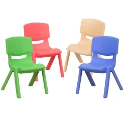 Emma And Oliver 4 Pack Plastic Stackable Pre-K/School Chairs With 10.5"H Seat -Children's Home GUEST fee0bd81 abcd 4e42 8d74 68f912be0f20